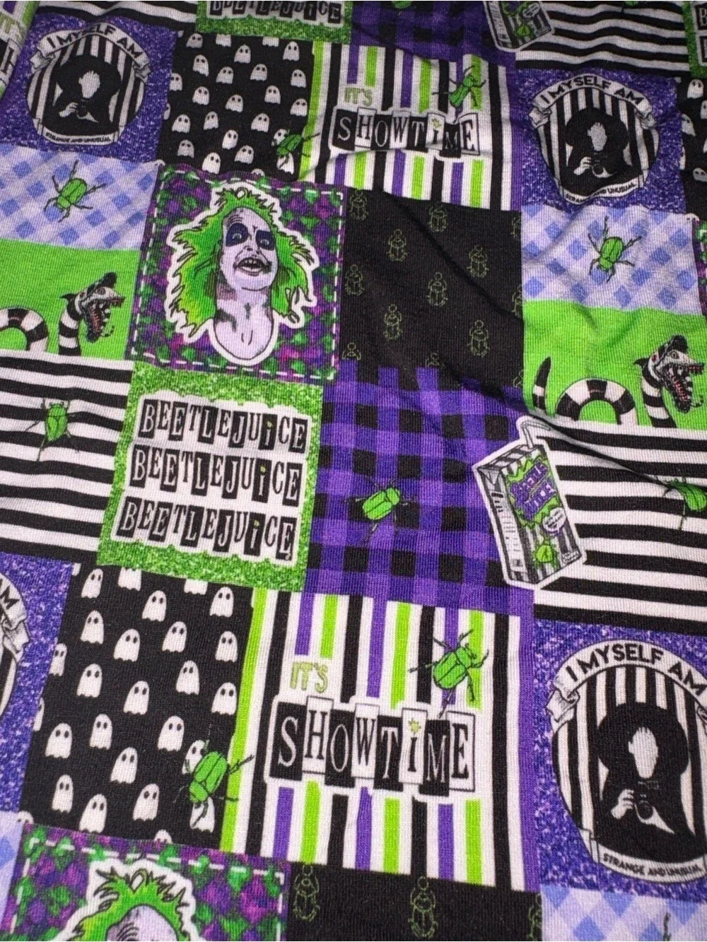 Halloween Green & Purple Patchwork Bamboo Pajama Set 18-24 months NWOT